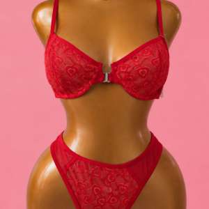 Red Heart Lace Set