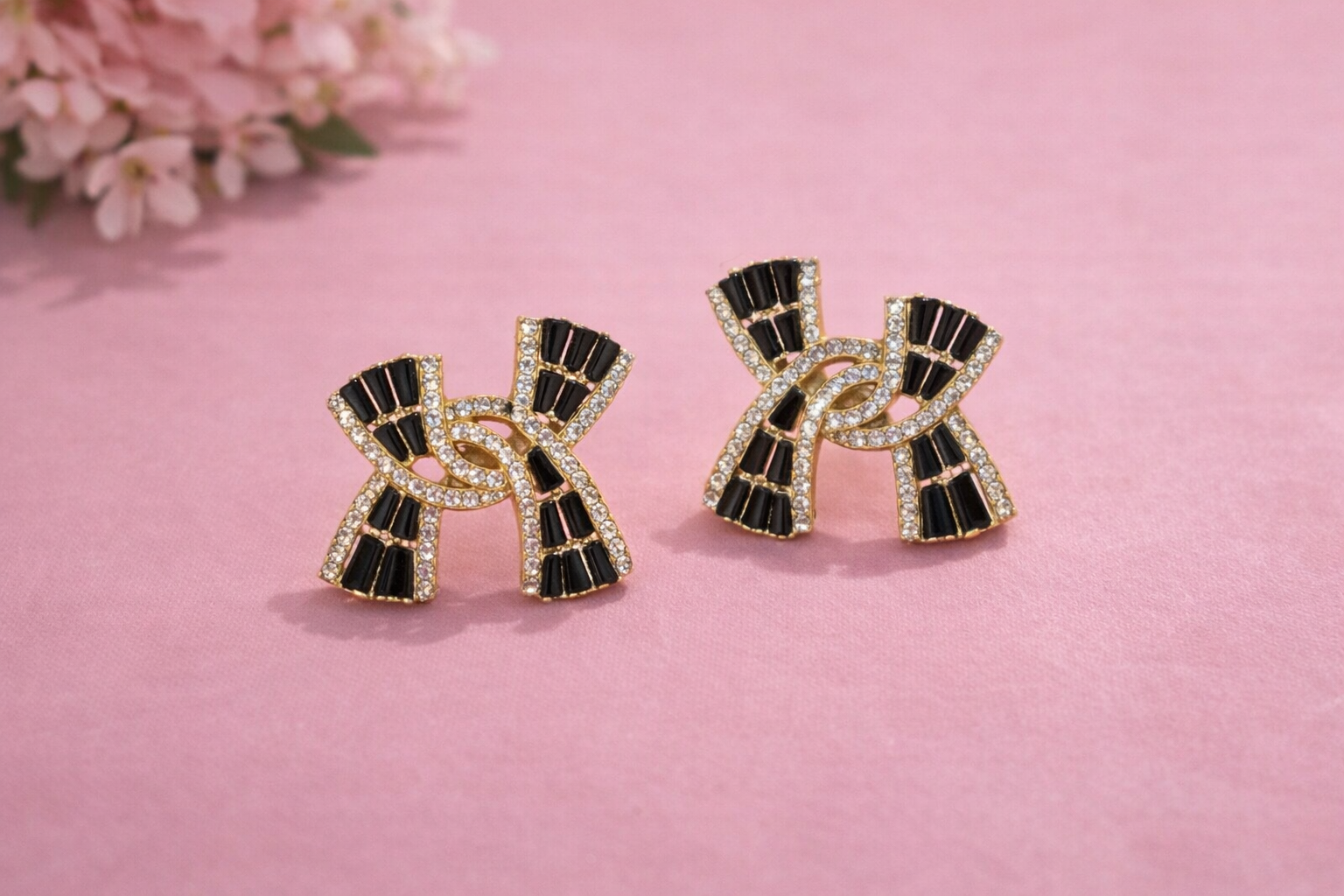 Black & Gold Crystal Earrings