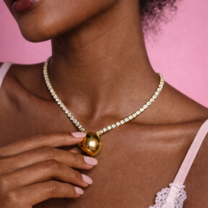 Golden Round and Love Heart Jewelry Set