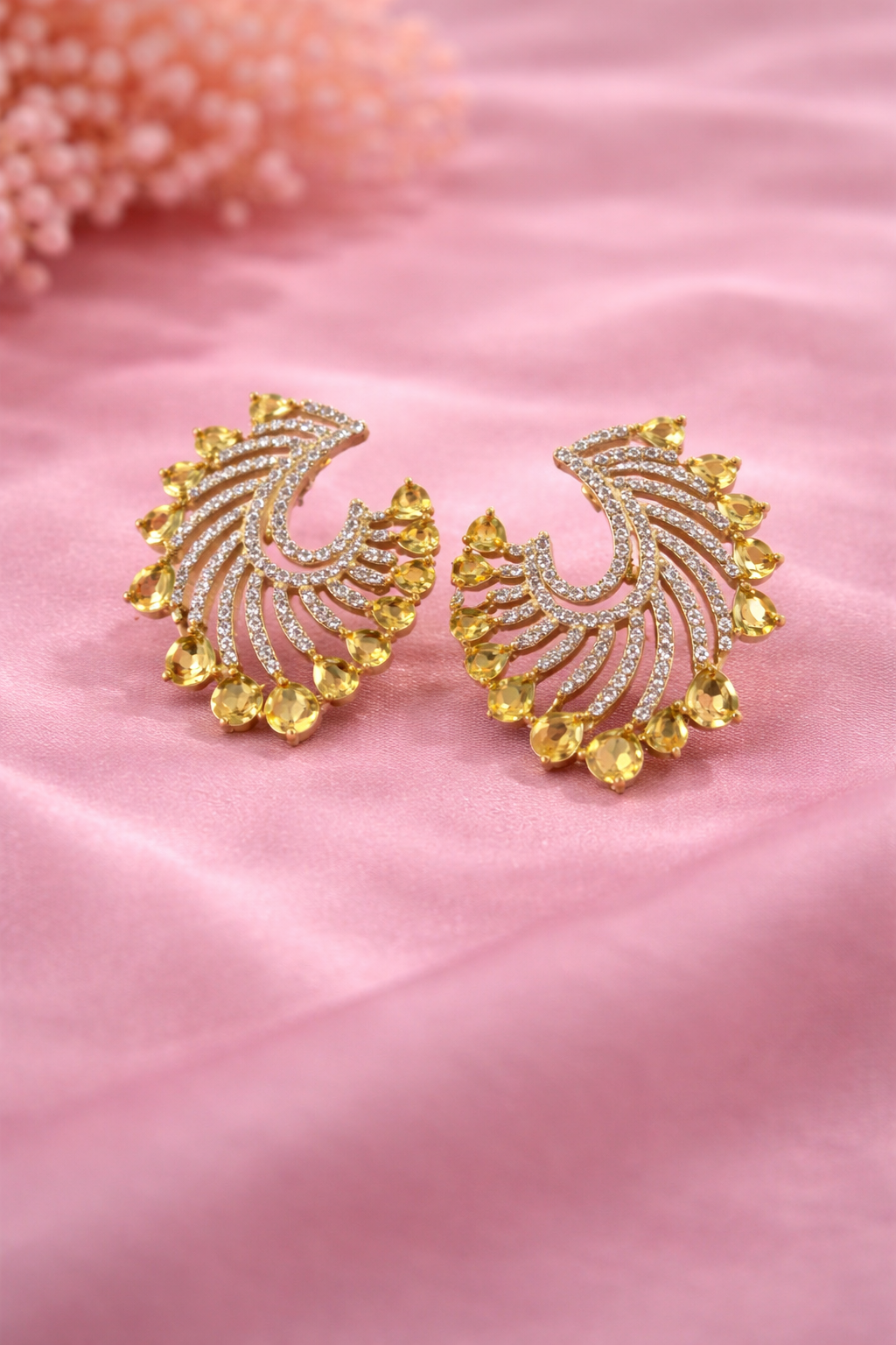 Golden Aura Fan Earrings