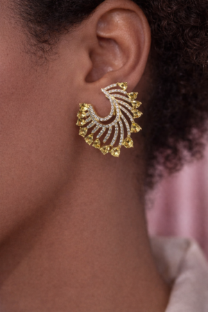 Golden Aura Fan Earrings