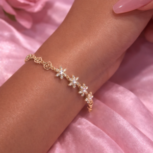 Ruby and Crystal Blossom Charm Bracelet